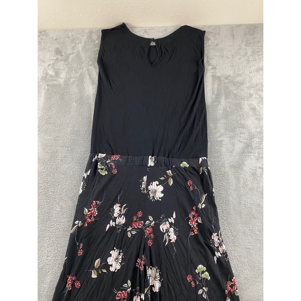 Lascana Womens Floral Wide Leg Jumpsuit Black Sleeveless Pockets Size 12 - Picture 16 of 16